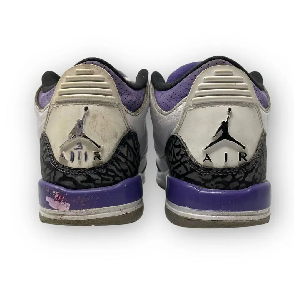 Nike Air Jordan 3 DM0967-105 White Purple Basketball Sneakers Youth Size 4.5